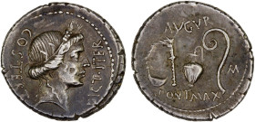 ROMAN IMPERATORIAL PERIOD: Julius Caesar, dictator, 49-44 BC, AR denarius (4.02g), Military mint in North Africa, 46 BC, Crawford-467/1b, Sydenham-102...