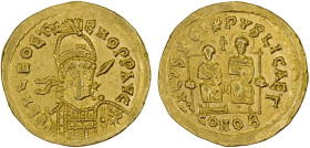 ROMAN EMPIRE: Leo II & Zeno, 474, AV solidus (4.44g), Constantinople, S-21470, D N LEO ET ZENO PP AVG, helmeted and cuirassed bust, holding spear and ...