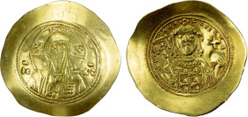 BYZANTINE EMPIRE: Michael VII Doukas, 1071-1078, AV histamenon nomisma (4.29g), Constantinople, SB-1868, Christ Pantokrator // half-length bust of Mic...