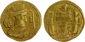 SASANIAN KINGDOM: Shahpur III, 383-388, AV stater (7.27g), Sind district, SNS type C6, crowned bust right, Brahmi SRI to right // fire altar with head...