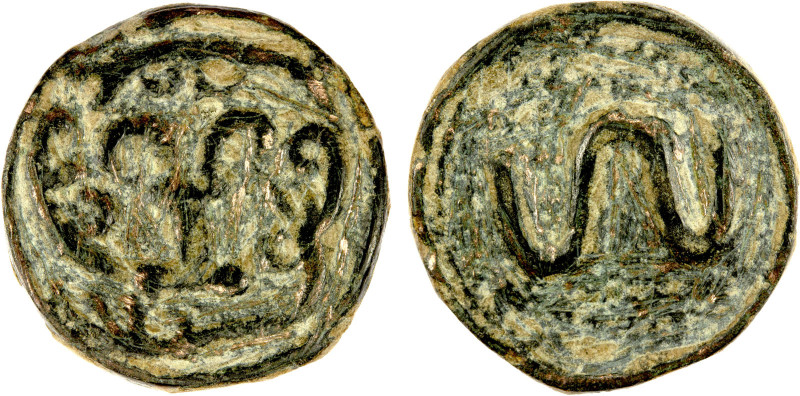 SOUTH SOGHD: Anonymous, ca. 8th century, AE cash (3.31g), cf. Zeno-46895, "wine-...