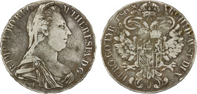 AUSTRIA: BURGAU: Maria Theresa, 1740-1780, AR thaler, 1780, KM-23, Dav-1151, Hafner-35c, Milan issue from 1790-1802, some scratches and adjustment mar...