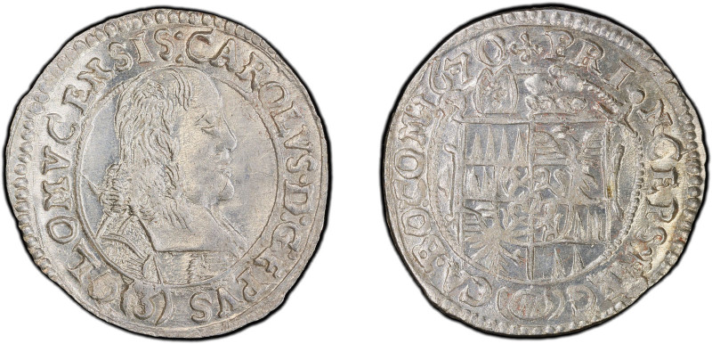 AUSTRIA: OLMÜTZ: Karl II von Liechtenstein-Kastelkorn, 1664-1695, AR 3 kreuzer, ...