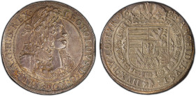 AUSTRIA: Leopold I, 1657-1705, AR thaler, Hall, 1683, KM-1303.1, corrosion carefully removed, lustrous fields, PCGS UNC Details, ex Almer H. Orr III C...