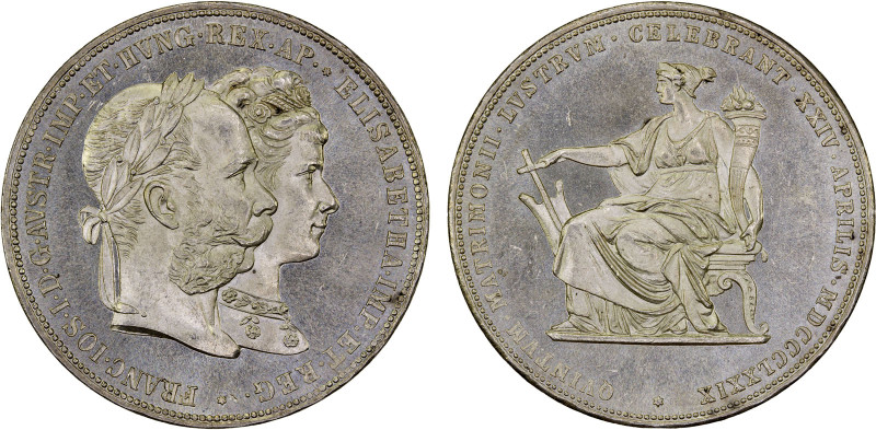 AUSTRIA: Franz Josef I, 1848-1916, AR 2 florin, 1879, Bruce-XM5, Silver Wedding ...