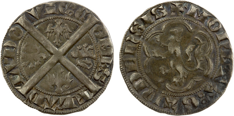 BELGIUM: FLANDERS: Lodewijk I of Nevers, 1322-1346, AR 1/2 gros (1.98g), Ghent, ...