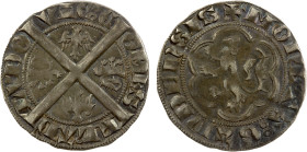 BELGIUM: FLANDERS: Lodewijk I of Nevers, 1322-1346, AR 1/2 gros (1.98g), Ghent, Gaillard-187, long cross with lions and eagles in opposing quarters, L...