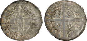 BELGIUM: HAINAUT: John of Avesnes, 1280-1304, AR esterlin (1.40g), ND, DeMey-31, Mayhew-28, 19mm issue from Valenciennes Mint, facing bust // long cro...