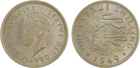 CYPRUS: George VI, 1936-1952, shilling, 1949, KM-31, lustrous, one-year type, Choice Unc, ex Almer H. Orr III Collection.

Estimate: USD 100 - 150