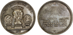 DENMARK: AR medal (11.84g), 1794, Bergsøe-9, 32mm silver medal for the Danish New Year by G. Bauert, crowned Janus on pedestal with river god and ram ...