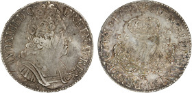 FRANCE: Louis XIV, 1643-1715, AR écu de trois couronnes, Lyon, 1710-D, KM-386.4, Gadoury-229, Clairand-33193, adjustment marks, traces of luster, VF-X...