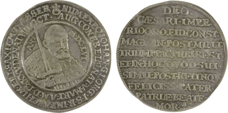 SAXONY: Johann Georg I, 1615-1656, AR thaler, Dresden, 1656, KM-451, Dav-7614, D...