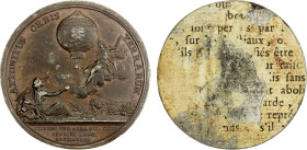 FRANCE: AE die trial (13.01g), 1783, as Button-2, Forrer-II, 210, 41mm bronze reverse uniface die trial for the First Demonstration of Balloon Flight ...