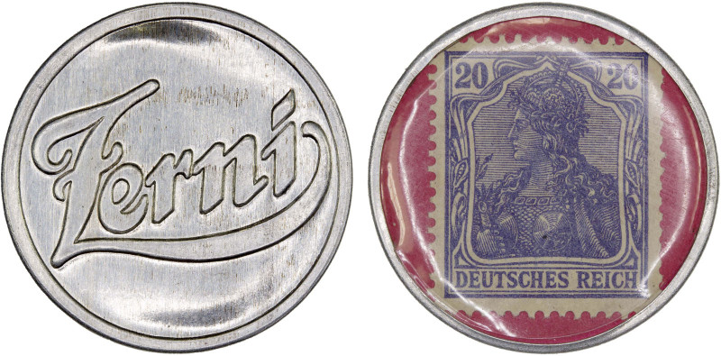 GERMANY: 20 pfennig encased postage (0.88g), ND (ca. 1920), 33mm encased postage...