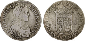 FRANCE: Old Cast Imitations, AR ecu (27.22g), "1651", as KM-181.1, as Dav-3801, old cast imitation of this type of Louis XIV (1643-1715), Pau arms on ...