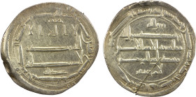 ABBASID: al-Rashid, 786-809, AR dirham (2.84g), "al-Muhammadiya", AH189, A-219.9, Lowick-1882, citing Ja'far above and 'Ubayd Allah below the obverse,...