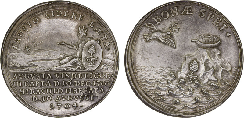 AUGSBURG: Early Imitations, AR medalet (7.03g), "1704", as Forster-84, as Senk-1...