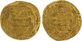 ABBASID: al-Muhtadi, 869-870, AV dinar (4.12g), al-Ahwaz, AH255, A-237, very rare mint for this caliph, only Madinat al-Salam and Wasit are more frequ...