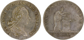 FRANKFURT AM MAIN: Free City, AR 2 ducat, 1792, KM-Pn66, Förschner-405, silver off-metal strike of KM-285, Coronation of Franz II, attractive light to...