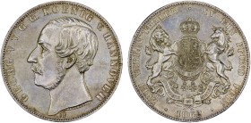 HANOVER: Georg V, 1851-1866, AR 2 thaler, 1862-B, KM-240, lightly toned, better date of the two-year type, XF, ex Almer H. Orr III Collection.

Estima...