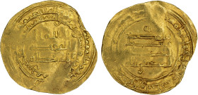 ABBASID: al-Muktafi, 902-908, AV dinar (3.61g), Qumm, AH294, A-243.1, Dauwe-24.Cc1, Bernardi-226Mn, some edge damage, perhaps from mount removal, VF, ...