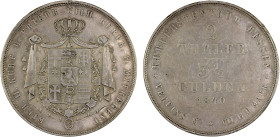 HESSE-CASSEL: Wilhelm II and Friedrich Wilhelm, 1831-1847, AR 2 thaler (3½ gulden), 1840, KM-600, lightly cleaned, some small reverse rim bumps, VF, e...