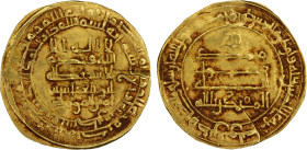 ABBASID: al-Muqtadir, 908-932, AV dinar (4.19g), Filastin, AH304, A-245.2, Bernardi-242Gn, slightly creased, VF, RR. Date unlisted by Bernardi, but 7 ...