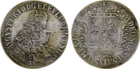 LÜBECK: August Friedrich, 1666-1705, AR 2/3 thaler, 1688, KM-62. Dav-621, minor flan defects, two-year (three-variety) type, VF, ex Almer H. Orr III C...