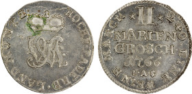 PADERBORN: Wilhelm Anton von Asseburg, 1763-1782, AR 2 mariengroschen, Neuhaus, 1766, KM-233.1, Weingärtner-236, mintmaster IAS, small spot, lots of o...