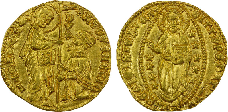 VENICE: Antonio Venier, 1382-1400, AV zecchino (3.52g), Fr-1229, St. Mark standi...