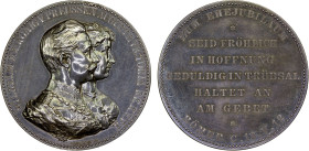 PRUSSIA: Wilhelm II, 1888-1918, AR medal (50.77g), ND (1906), Sommer-W82, 45mm high relief silver medal for the Golden Wedding Anniversary of Wilhelm ...