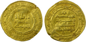 ABBASID: al-Radi, 934-940, AV dinar (3.98g), Tustar min al-Ahwaz, AH322, A-254.1, small flan crack, scrape on reverse, VF.

Estimate: USD 300 - 350