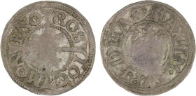 ROSTOCK: City, AR sechsling (1/64 thaler) (1.15g) (15)74, KM-MB18, central weakness, VF, R, ex Almer H. Orr III Collection, ex Andy Singer (with tag)....