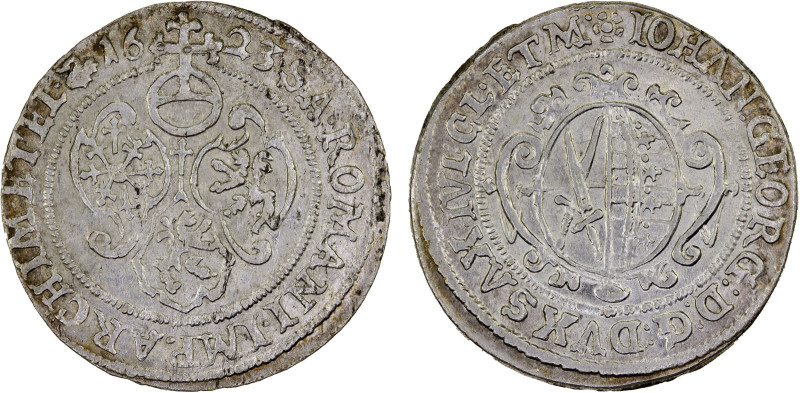 SAXONY: Johann Georg I, 1615-1656, AR 1/24 thaler (groschen), 1623, KM-71, swan ...