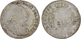 SAXONY: Friedrich August II, 1733-1763, AR 1/6 thaler, 1763, KM-950. Cr-25, initials FWoF, somewhat uneven strike, tiny clip at 10:00, VF-XF, ex Almer...