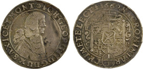 SAXE-ALBERTINE LINE: Johann Georg II, 1656-1680, AR 1/3 thaler, 1669, KM-522, initials CR, some natural flan porosity, light oxidation, toned, VF-XF, ...