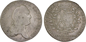 SAXE-ALBERTINE LINE: Friedrich August III, 1763-1806, AR thaler, 1782, KM-993.2. Dav-2696. Cr-132, initials IEC, mining thaler, light reverse adjustme...