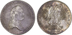 SAXE-ALBERTINE LINE: Friedrich August III, 1763-1806, AR 2/3 thaler (gulden), 1790, KM-1022. Cr-120, initials IEC, Vicariat issue, toned, one-year typ...