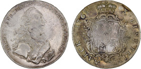 SAXE-COBURG-SAALFELD: Ernst Friedrich, 1764-1800, AR thaler, 1765, KM-78. Cr-45a, initials ICK, mottled reverse tone, two-year type, VF, ex Almer H. O...