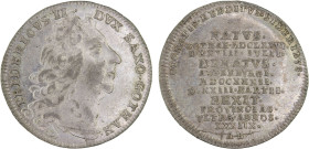 SAXE-GOTHA-ALTENBURG: Friedrich II, 1691-1732, AR 1/24 thaler (groschen), 1732, KM-262, initials AH, Death of Friedrich II, XF, ex Almer H. Orr III Co...