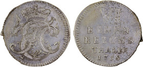 SAXE-HILDBURGHAUSEN: Ernst Friedrich III Carl, 1745-1780, AR 1/6 thaler, 1758, KM-33. Cr-40.1, crude edge, minor haymarking, struck slightly off-cente...