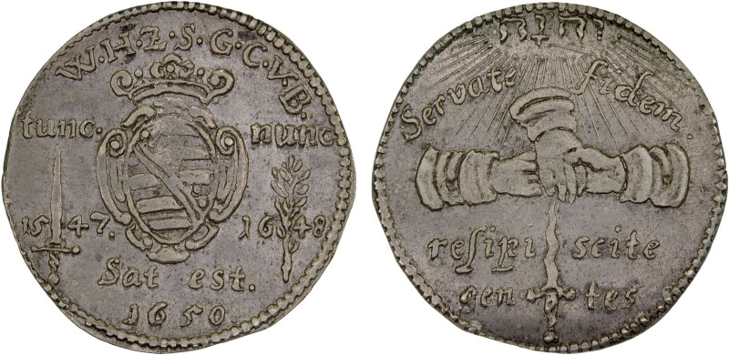 SAXE-WEIMAR: Wilhelm IV, 1640-1662, AR 1/24 thaler (groschen), 1650, KM-3, Peace...