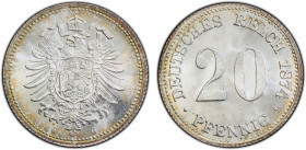 GERMANY: Kaiserreich, AR 20 pfennig, 1874-G, KM-5, J-5, a prodigious mint state example with exquisitely brilliant luster, top pop at PCGS (6/0), PCGS...