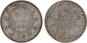 GERMANY: Kaiserreich, AR 50 pfennig, 1900-J, KM-15, better date/mintmark, XF-AU, ex Almer H. Orr III Collection.

Estimate: USD 140 - 220