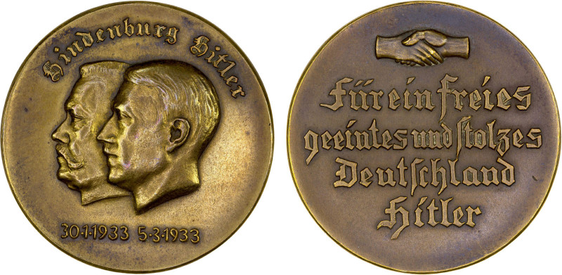 GERMANY: Third Reich, AE medal (19.00g), 1933, Colbert & Hyder-33, 36mm unsigned...