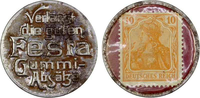 GERMANY: 10 pfennig encased postage (1.63g), ND (ca. 1920), 33mm encased postage...