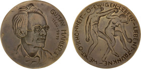 GERMANY: AE medal (131.6g), ND[1985], 75mm bronze medal of Gustav Mahler by Hugo Erich Maurer, incuse bust right with GUSTAV MAHLER / 1860-1911 incuse...