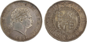 GREAT BRITAIN: George III, 1760-1820, AR halfcrown, 1820, KM-672, S-3789, light rose toning, faint scratch on obverse, a few faint scattered hairlines...