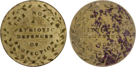 GREAT BRITAIN: AE token (1.31g), ND (ca. 1800 ?), reverse (?) brockage, THE NOBLE / & / PATRIOTIC / DEFENDER / OF / PROTECTION, Choice XF.

Estimate: ...