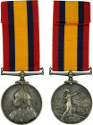 GREAT BRITAIN: Victoria, 1837-1901, AR medal, Queen's South Africa Medal issued 1899-1902, with new ribbon and long length of original ribbon, awarded...